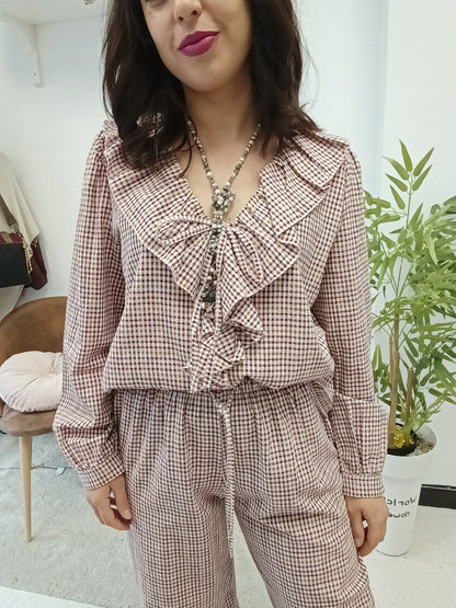 Blusa cuadro vichy rosa