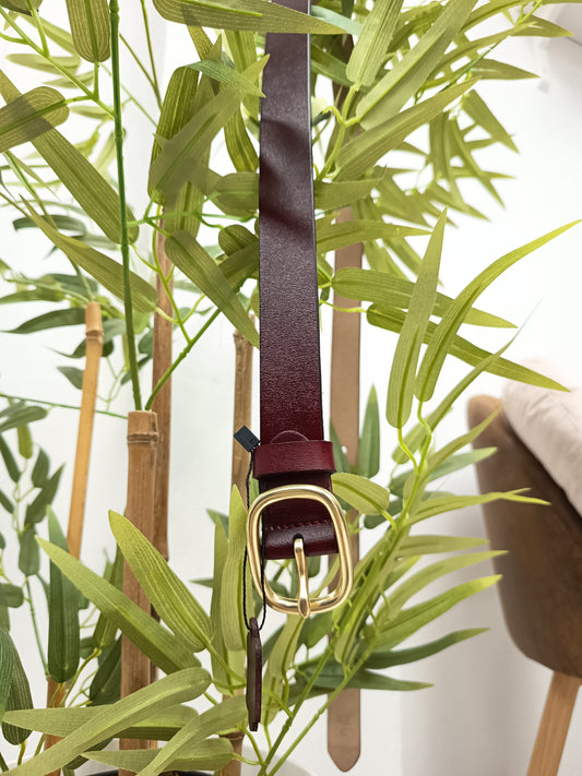 Cinturón Vino hebilla cuadrada