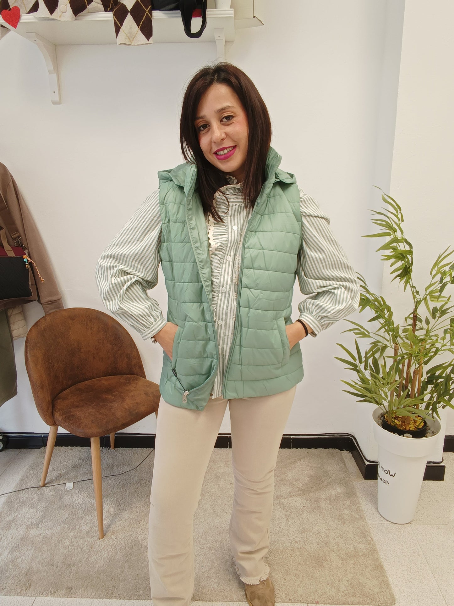Chaleco verde menta