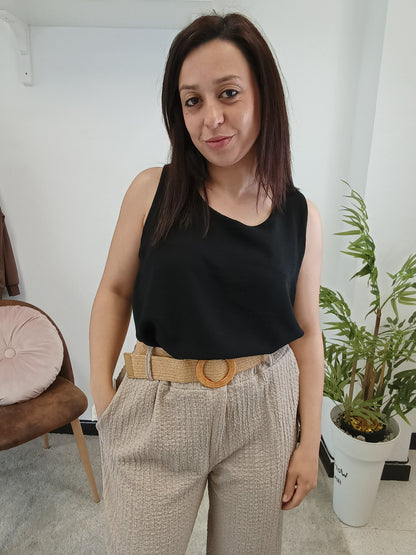 Pantalón ancho relieve