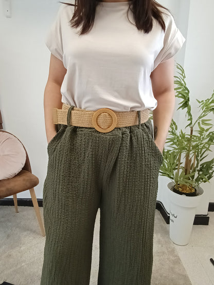 Pantalón ancho relieve