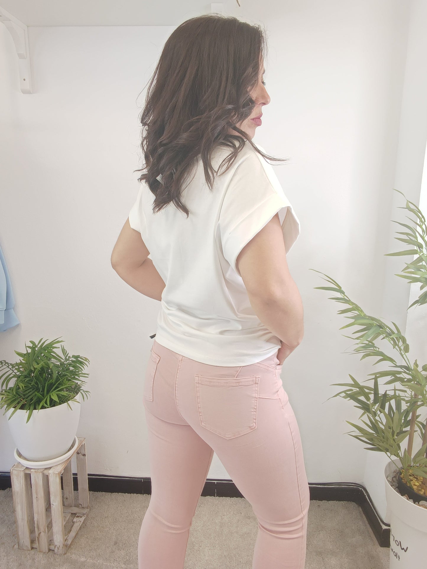 Pantalón pitillo rosa