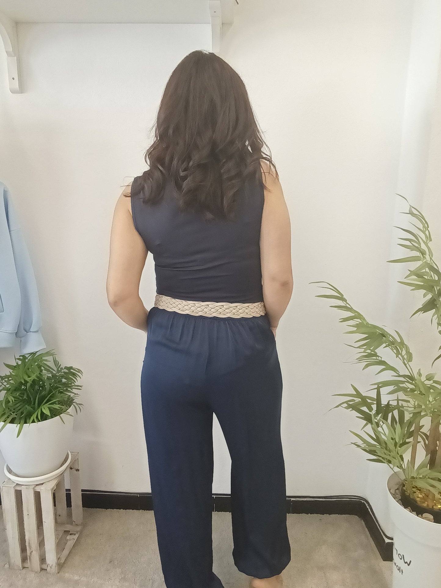 Pantalón Satén azul marino