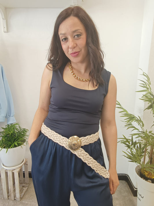 Pantalón Satén azul marino