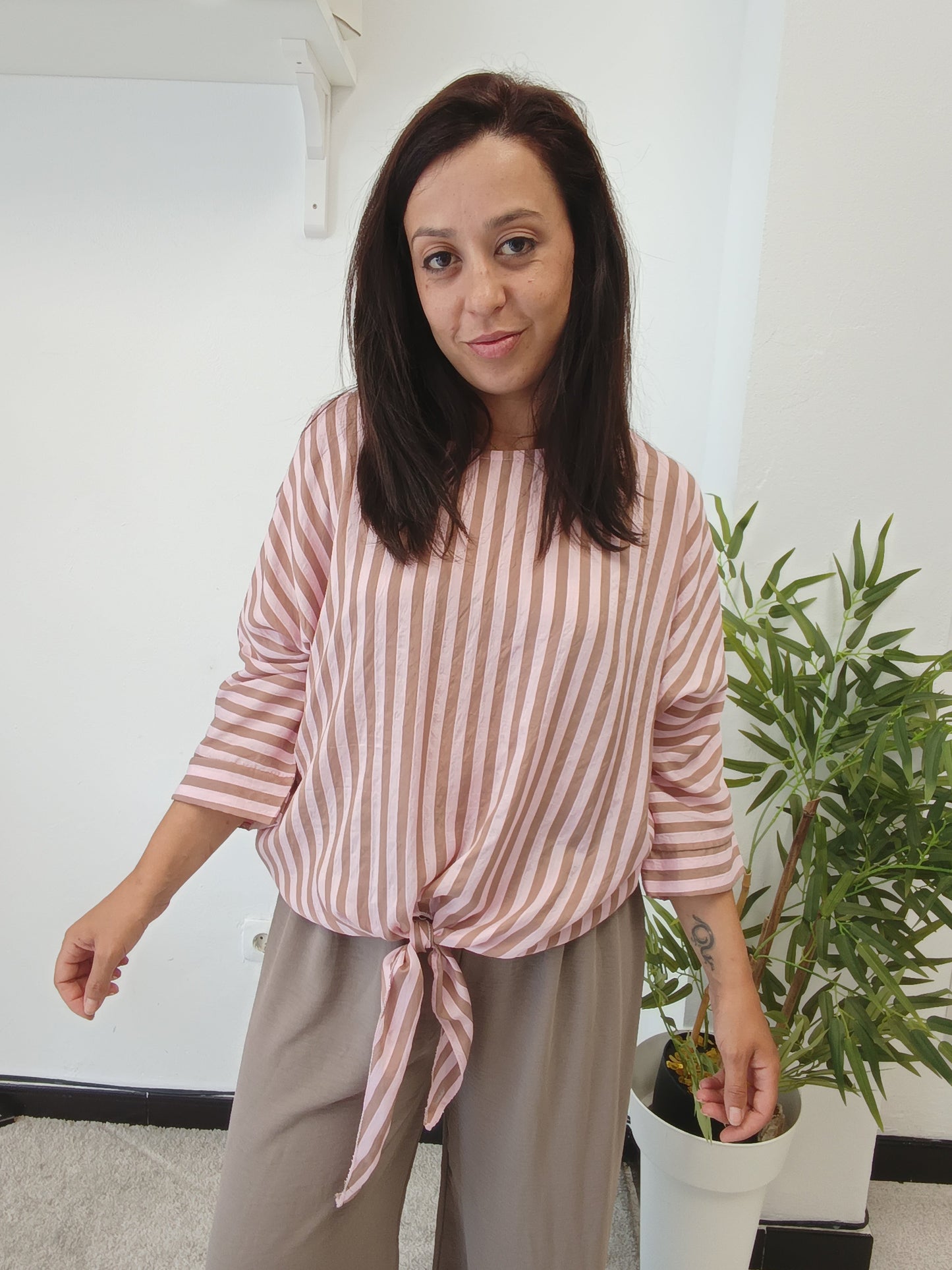 Blusa Rayas Rosa