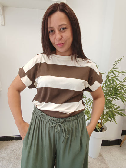 Camiseta Rayas Chocolate
