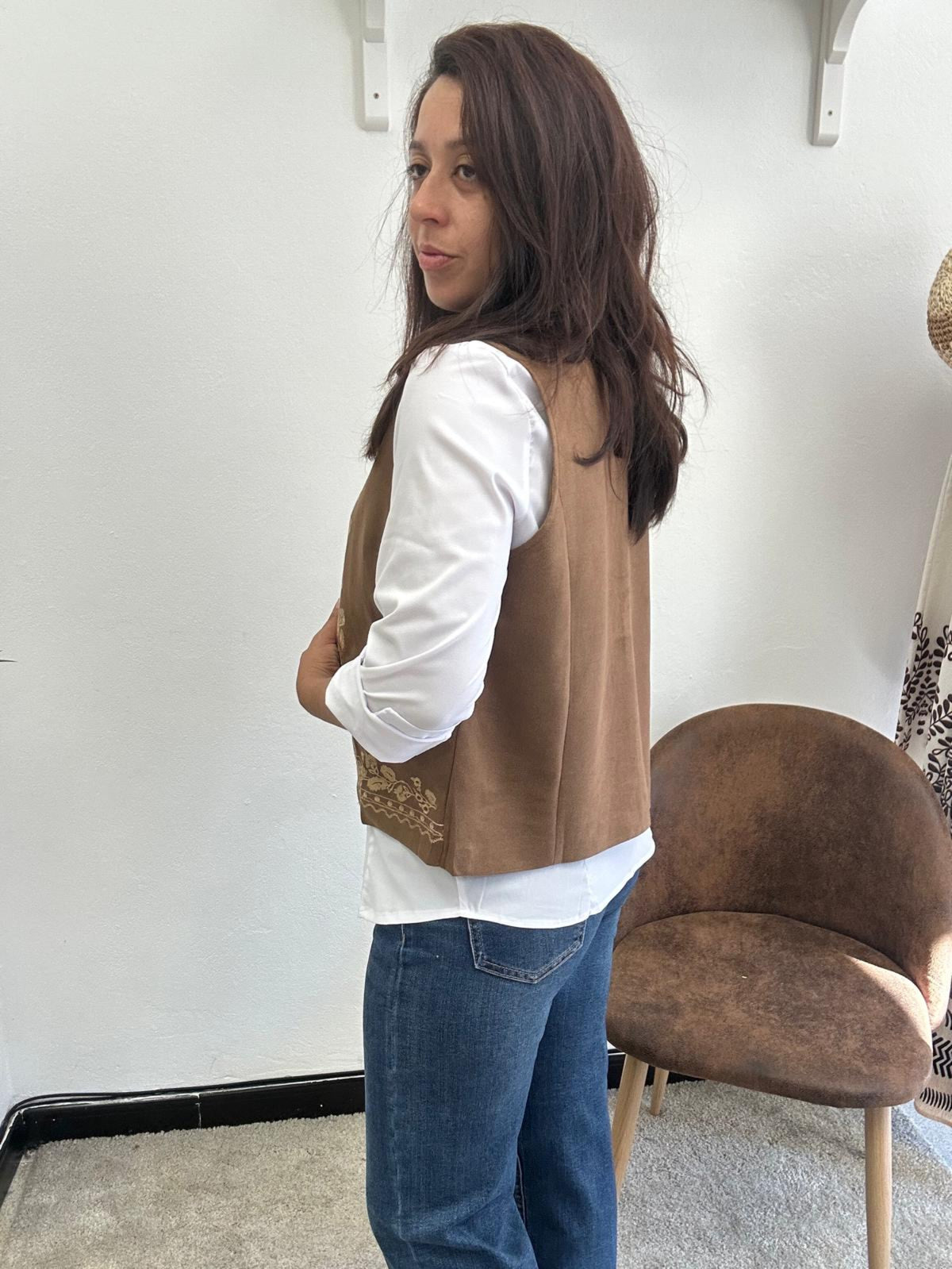Chaleco Boho Camel